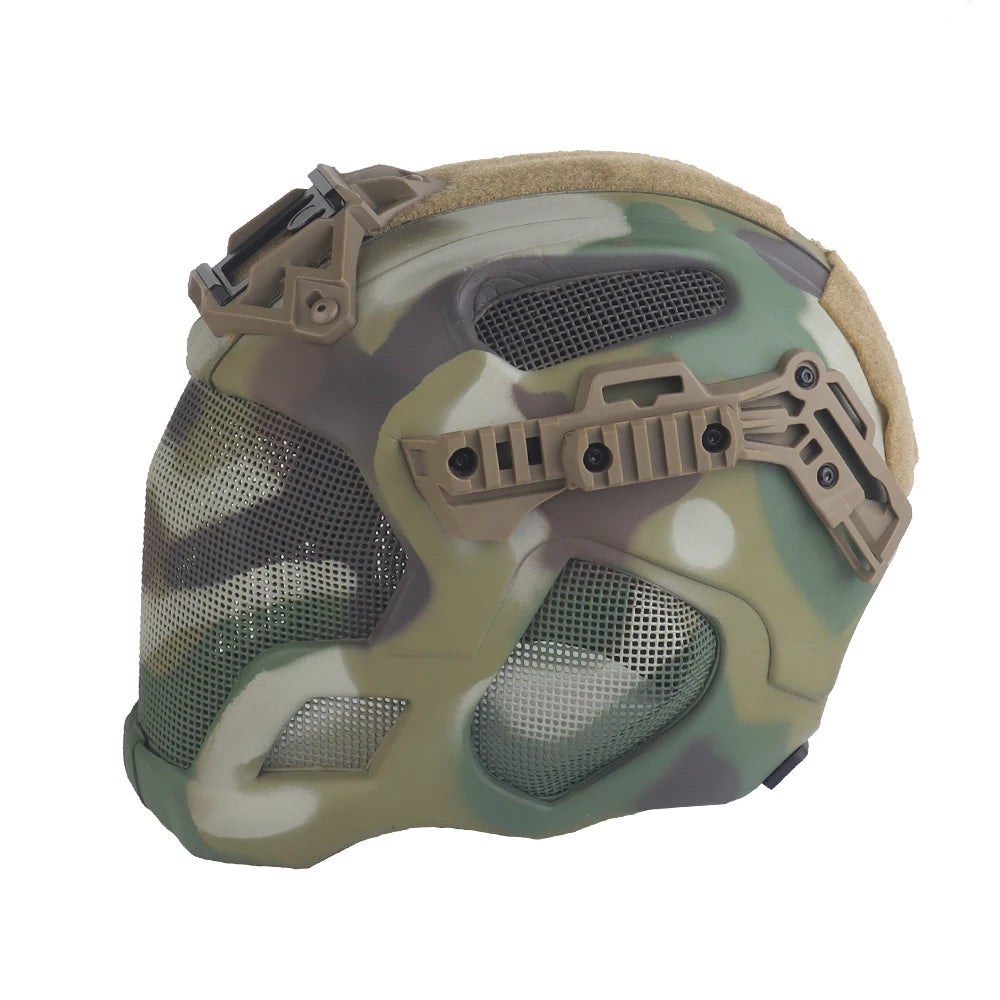 Full Protection Tactical Helmet Militar Hunting Airsoft Paintball CS Steel Mesh Safety Face Mask EVA Lightweight Punk Cosplay