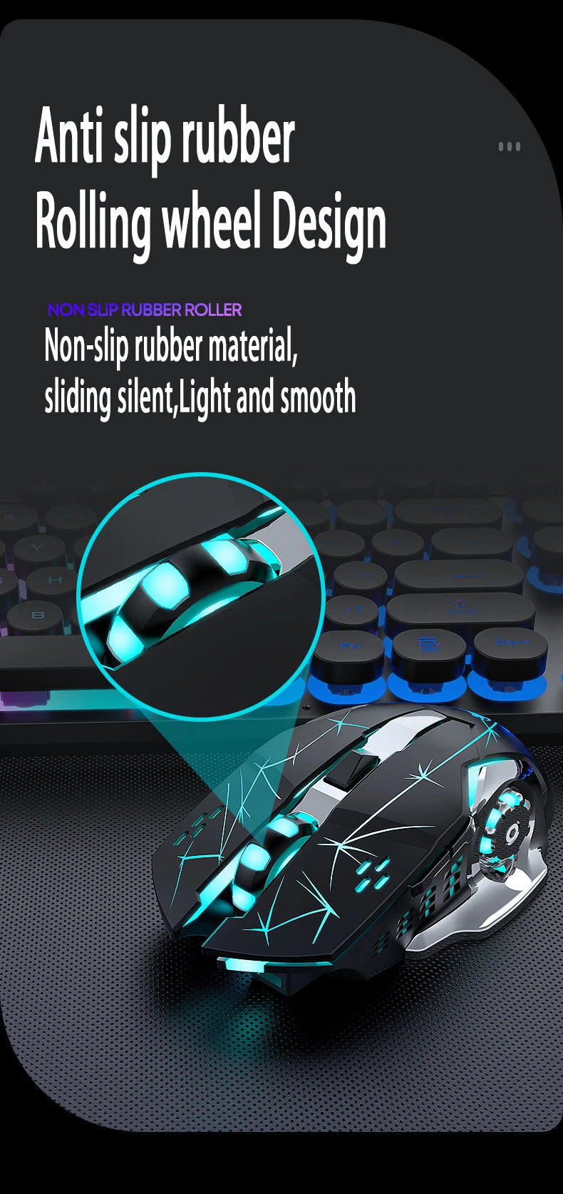 Mechanical hand feel electronic sports game business office wireless USB light keyboard set