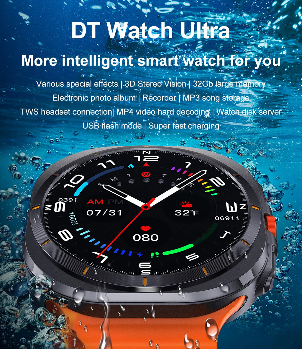 Smart Watch 7Ultra for Men ChatGPT Compass NFC 360*360 AMOLED Screen Heart Rate Monitor Bluetooth Call IP68 Waterproof Smartwat