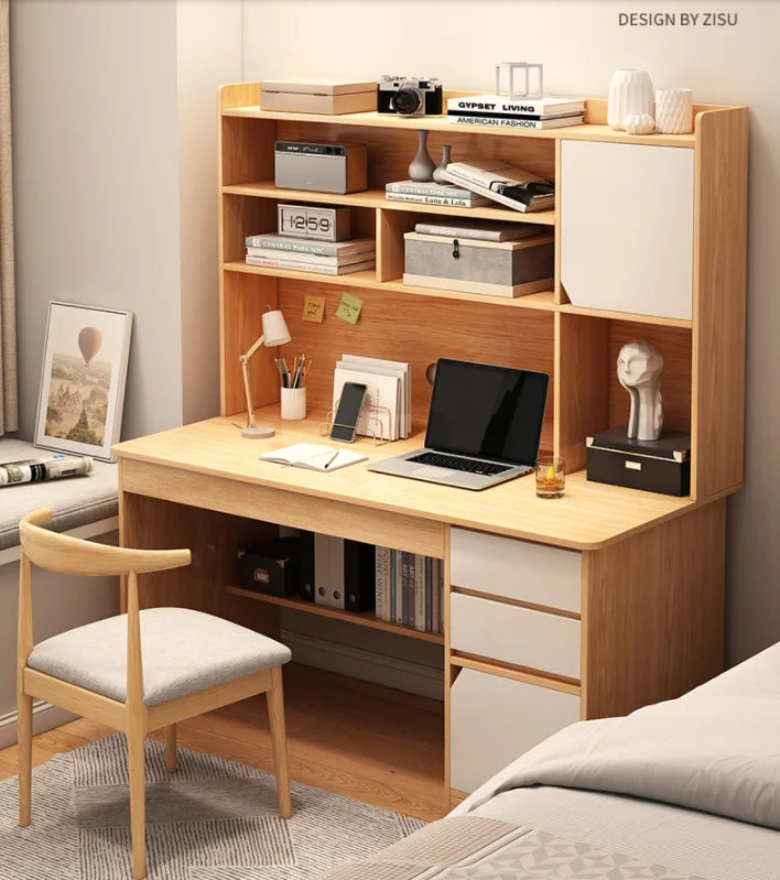 Desktop Computer Desk Desk Bookshelf Integrated Simple Office With Bookcase Combination Bedroom Student Writing Desk