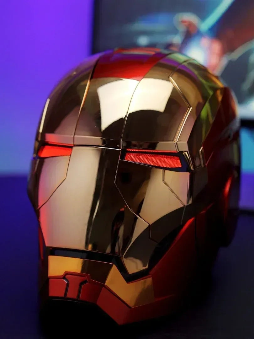 2025 New Marvel Iron Man Helmet Black Gold Black Silver Electric Helmet Voice Controlled Voice Machine Face Mask Toy Birthday Gi