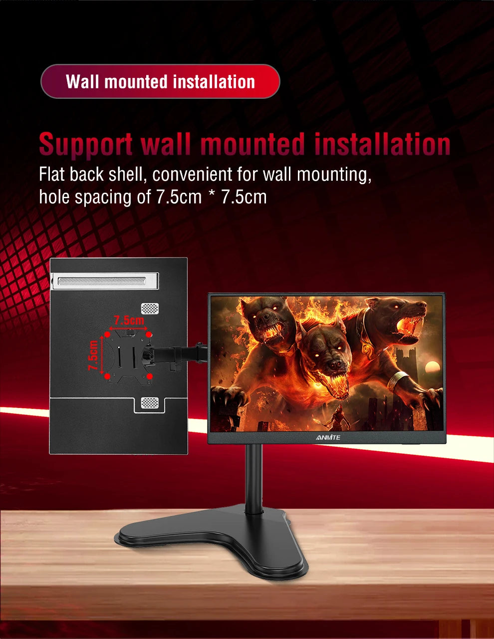 16-Inch Portable Gaming Monitor 165Hz/120Hz 300cd/m Low Blue Light For XBox PS4 / 5 Switch Cell Phone PC Loptop Extension
