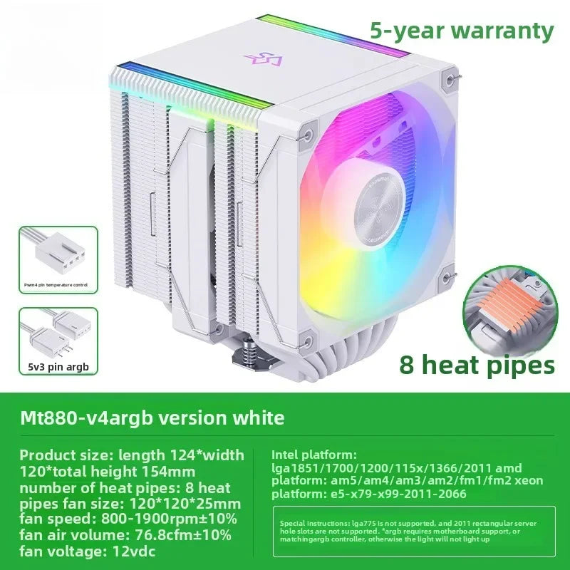Universal CPU Air Cooler, 8 Heat Pipes Dual Tower Heatsink with Digital Display, Compatible with LGA1700/1851/AM5 Sockets