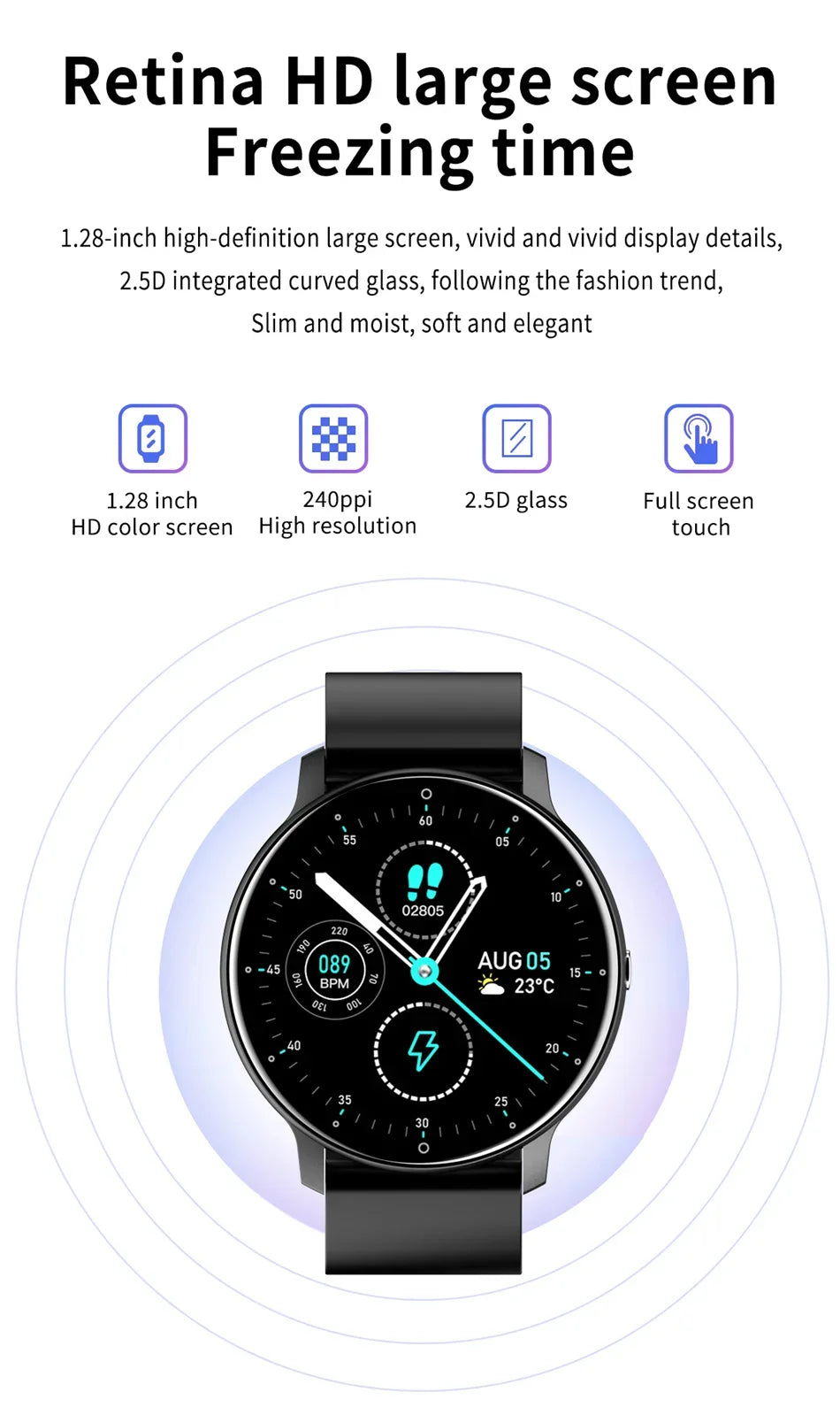 2025 New Ultra Light Smartwatch New Smart Watch Men Sports Fitness Watch Heart Rate Full Touch Screen Bluetooth Call