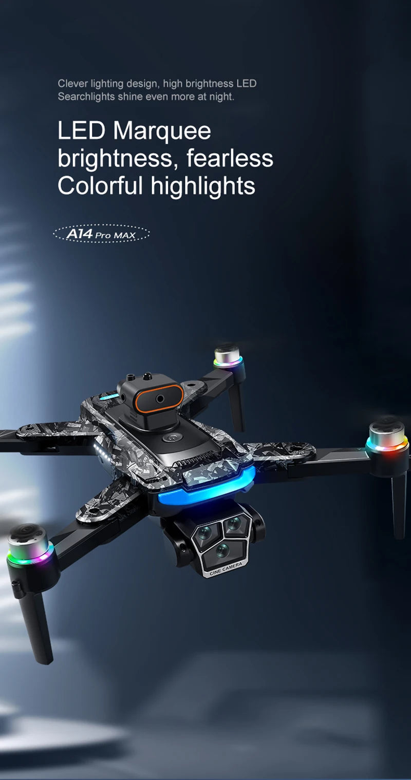 New A14ProMax 8K Drone 4.3Inch Screen Control GPS Brushless Motor Dual Camera Optical Flow Obstacle Avoidance Foldable RC UAV