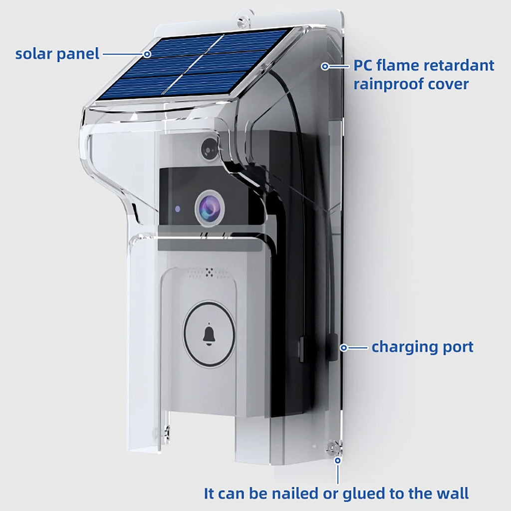 Wireless Doorbells with Solar Cover Camera High Definition Intelligent Video Door Bell Waterproof Smart Home Intercom Video Bell