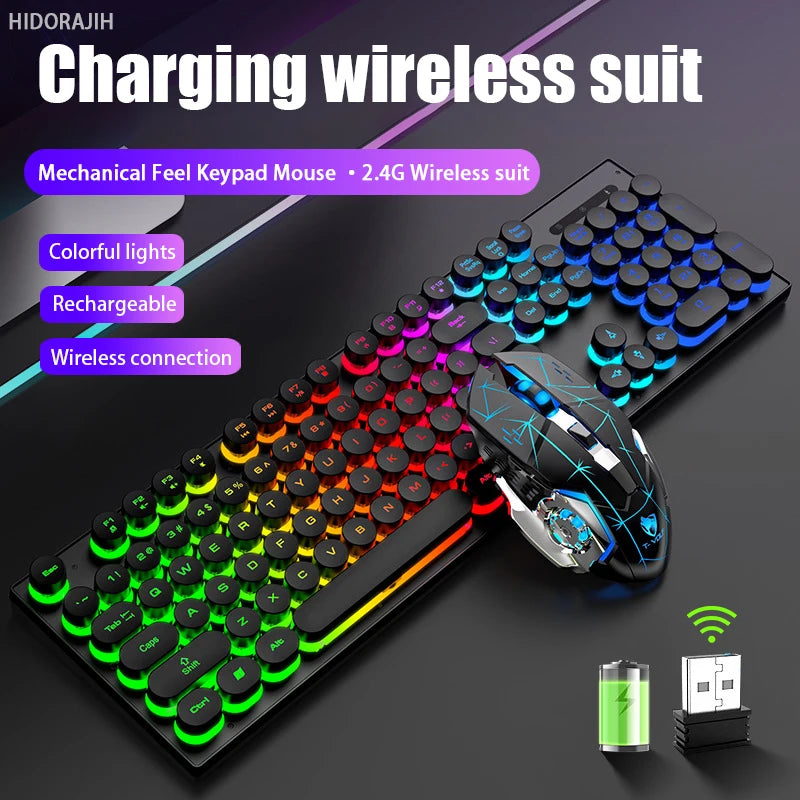 Mechanical hand feel electronic sports game business office wireless USB light keyboard set