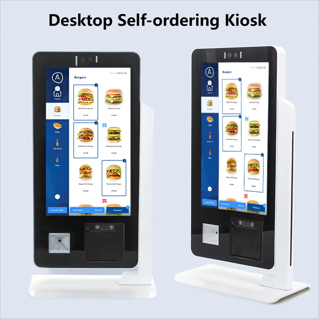 Desktop 15.6 Inch Touch Screen Kiosk Self Ordering Machine with 2D Scanner & 58mm Printer Foodcourt Unattended Payment Terminal
