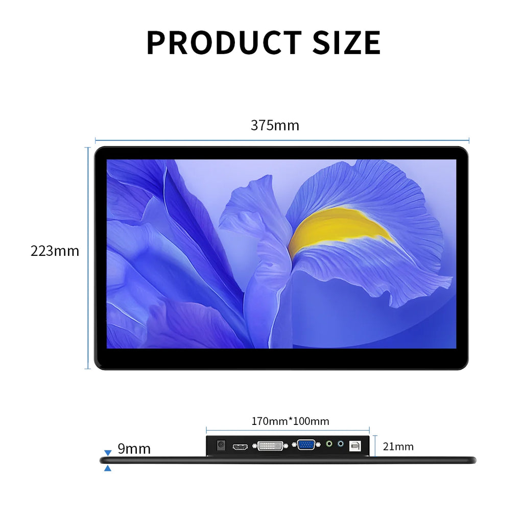 Unew 15.6" 1080P IPS Industrial Touchscreen Monitor HDMI Type-C VGA DVI for Raspberry Pi