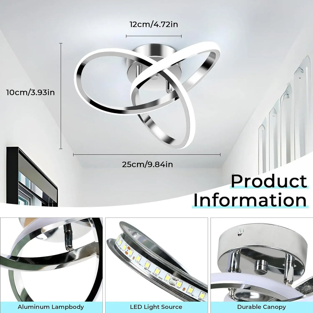Modern LED Ceiling Light Trefoil Dimmable Black White Gold Lamp Bedroom Bedside Corridor Living Room Backgroud Home Indoor Decor