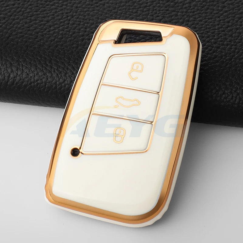 Car Key Case Cover Shell Fob For VW Volkswagen Magotan Passat B8 Golf Seat Skoda Superb A7 Kodiaq Key Chain Accessories