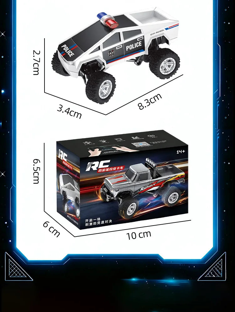 1：64 Mini Remote Control Off Road Truck Alloy Shell Rechargeable With Led Lights Anti Collision Night Play Electric Toy For Kids
