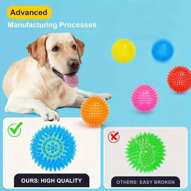 Pet Dog Toys Dog Squeaky Ball Toy Pet Dental Chewing Tooth Cleaning TPR Sounding Ball Dog Thorn Interactive Burr Balls Supplies