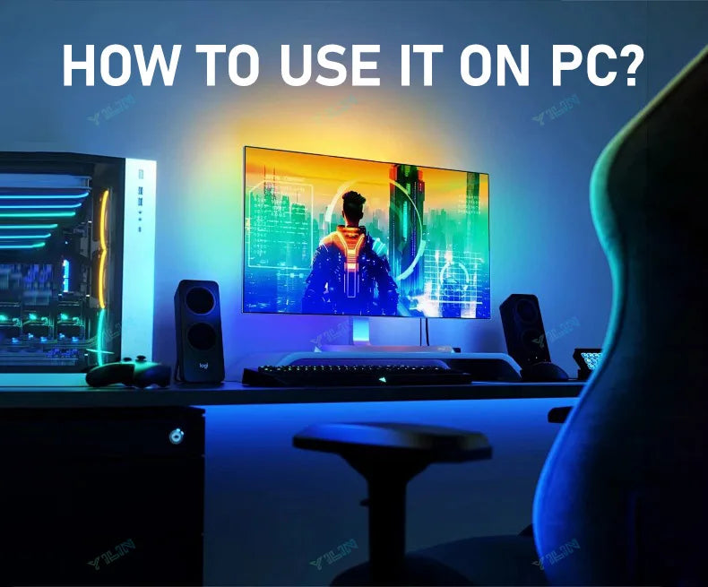 Immersive LED Strips TV PC Background Light RGBIC Dream Color Computer Screen Monitor Color Sync Smart Control Ambient Lamps