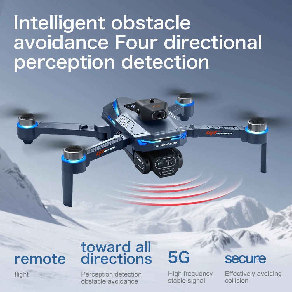 NEW GT8 Drone Obstacle Avoidance Belt 4.3-inch Screen Brushless 2.4G Optical Flow 8K HD Dual Camera Foldable Quadcopter Aircraft