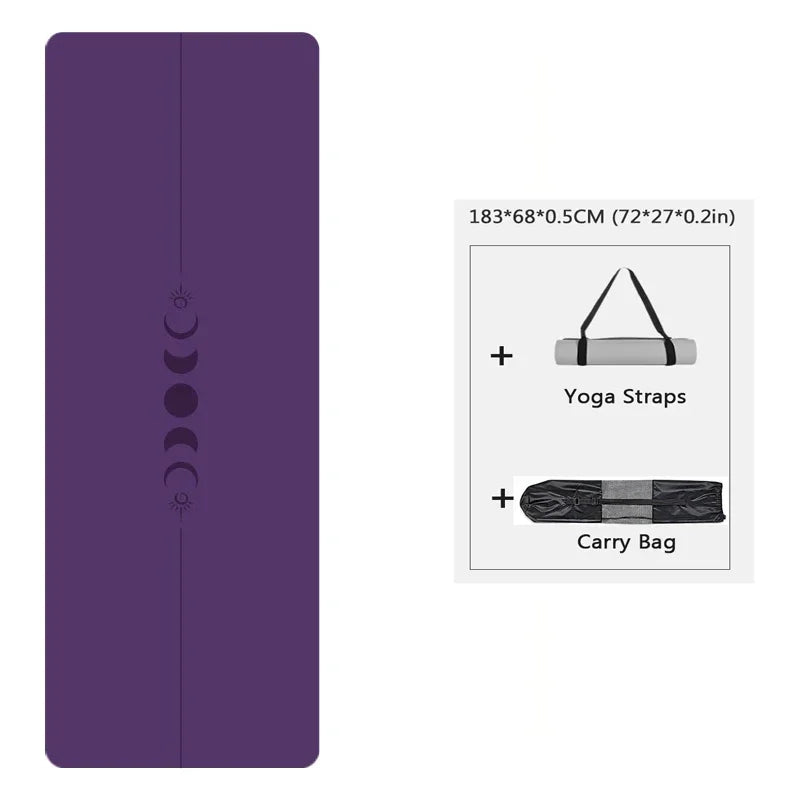 183cm Natural Rubber PU Yoga Mat Thickened, Widened, Shock-absorbing Non-slip, Sweat-absorbent, Sun-moon Fitness Meditation Mat