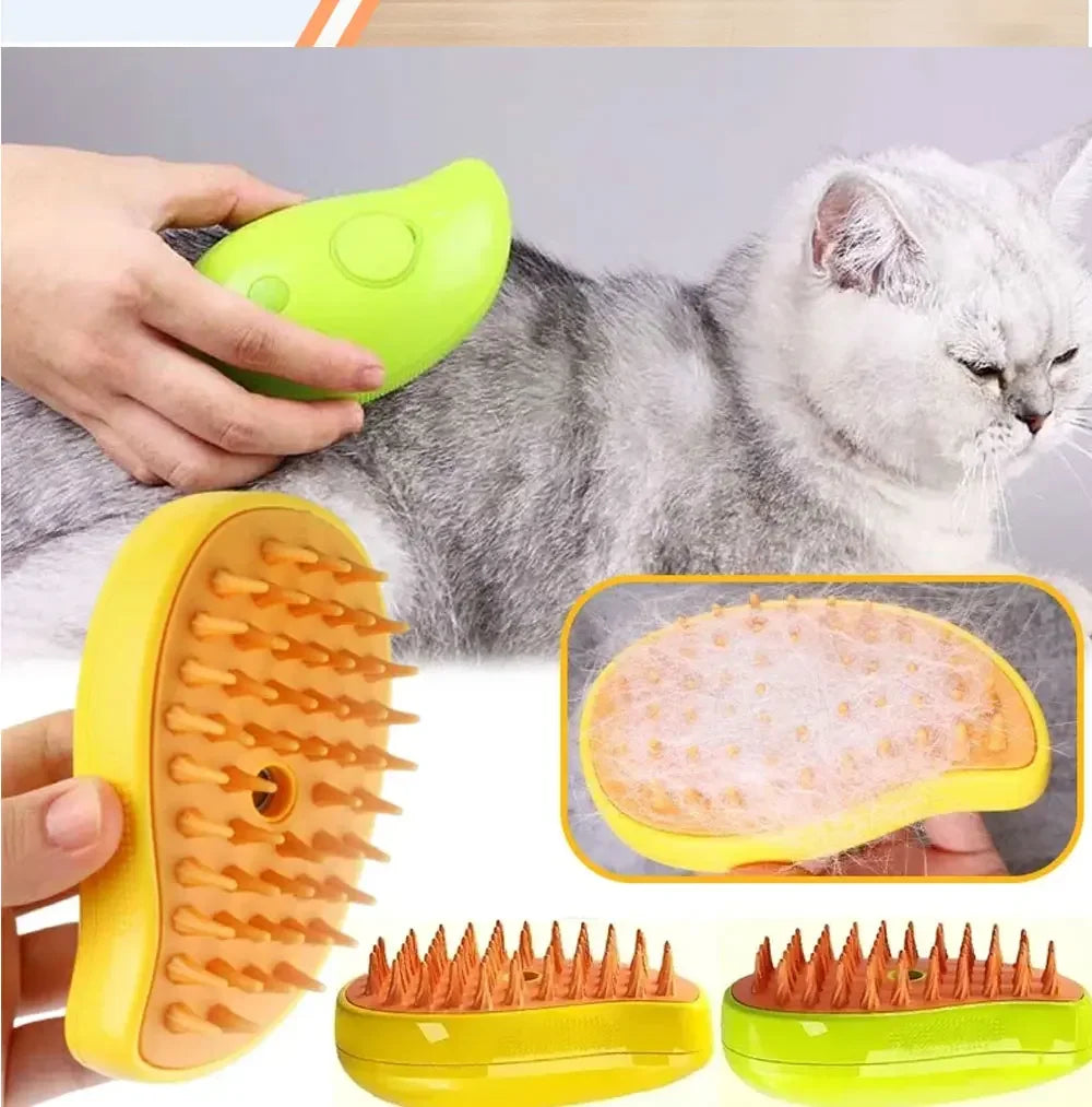 3-in-1 Electric Pet Grooming Steam Brush Sprayer Massage Comb for Cats Dogs Shedding Control Gentle Anti-Static Grooming Tool