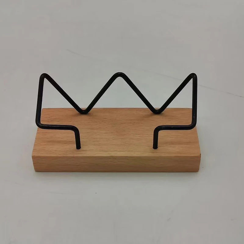 Desktop Business Card Holder, Solid Wood Display Stand for Office