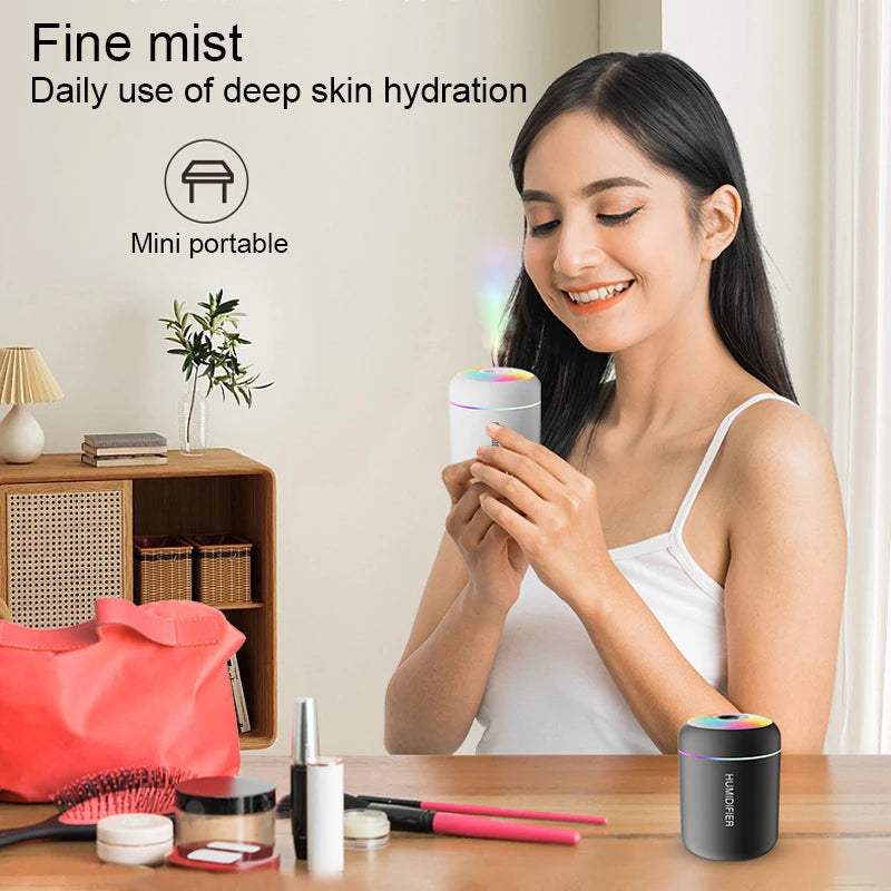 180ML Mini Air Humidifier USB Aroma Diffuser Essential Oil Purifier Mist Maker Colorful Lights humidificador For Home Car Office