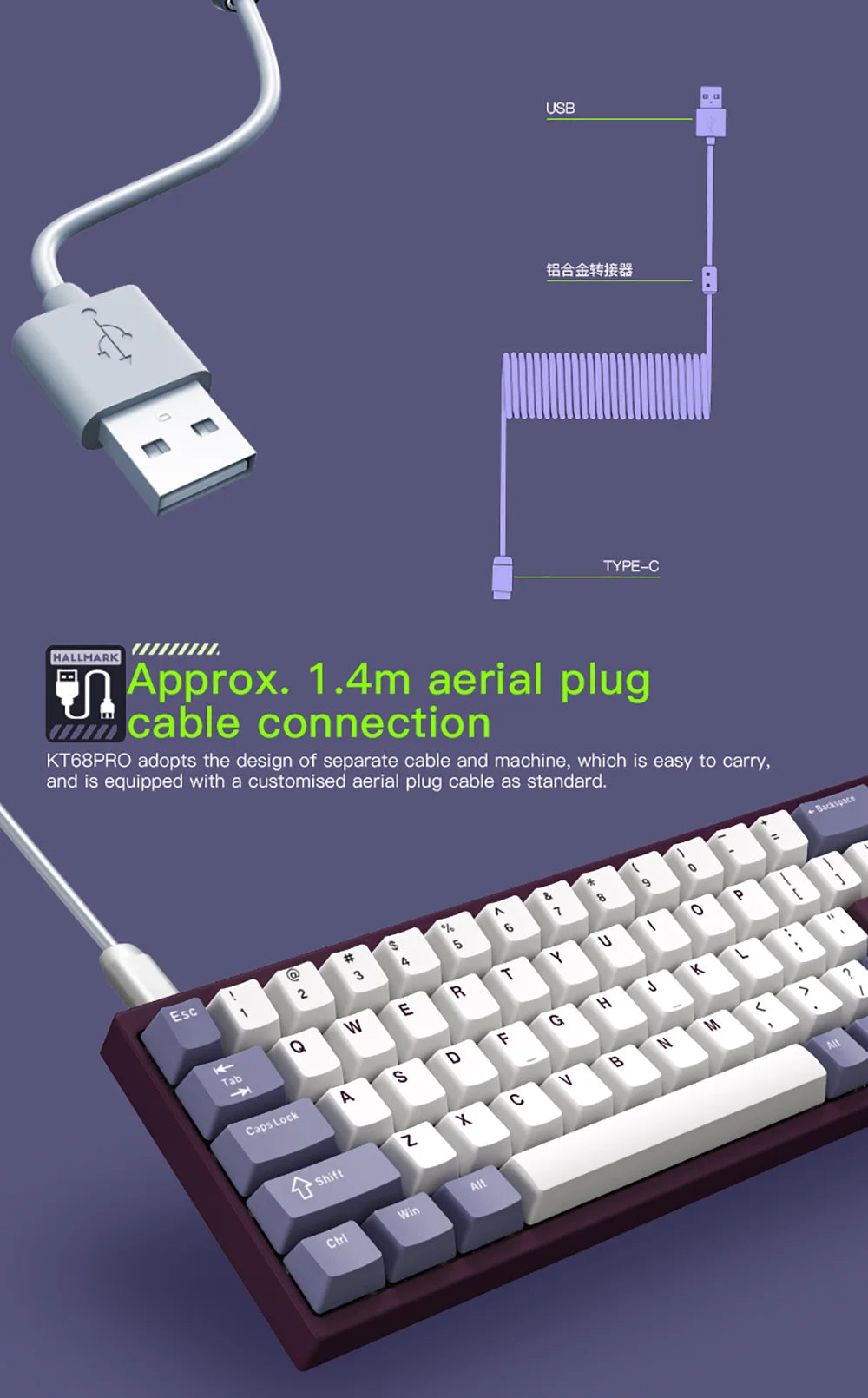 Darmoshark KT68 Pro Gaming Mechanical Keyboard Wired Hot Swap 68 Keys Aluminum Alloy Customized Magnetic Axis Kailh Switch
