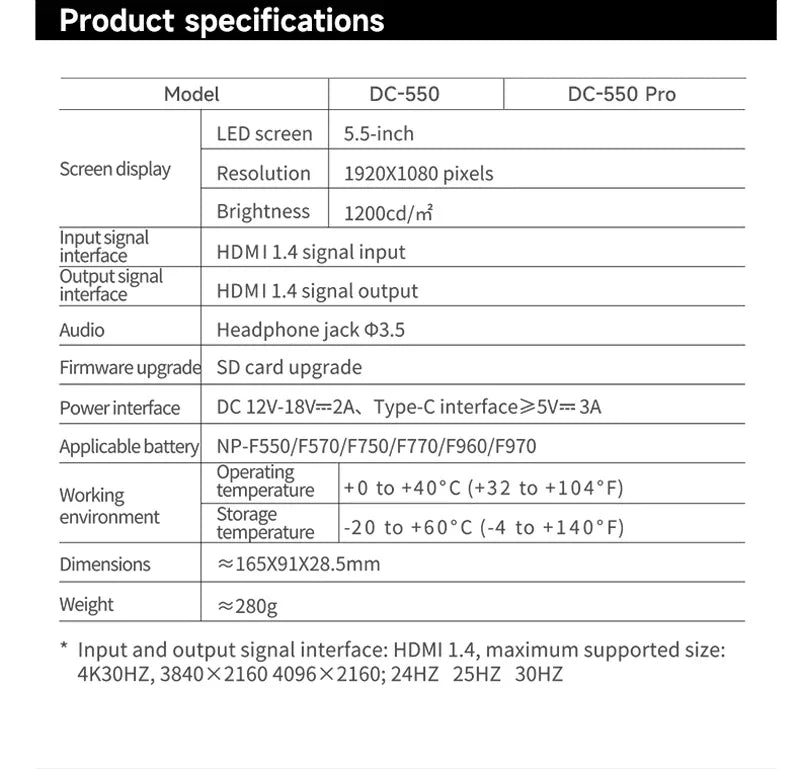VILTROX DC 550 5.5 Inch 1920x1080 4K  Touch Screen HDMI Profissional Camera Studio Monitor 3D LUT Director Monitor