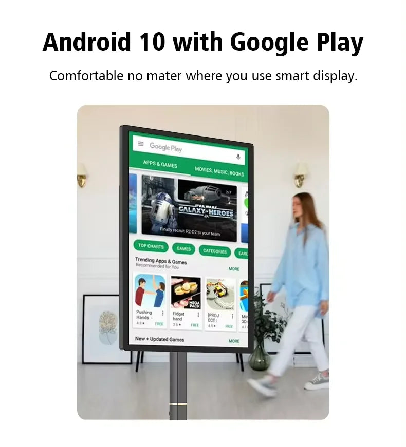 21.5 Inch Interactive Smart Display TV Android Operated In-Cell Touch Monitor Fitness Video Games USB Movable LCD Screen