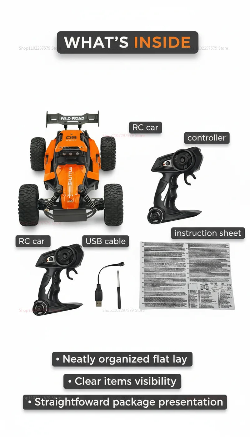 1:16 Scale Remote Control Monster Truck High Speeds 20KMH Off-Road RC Car with LED Lights for Adults Kids Durable Gift Ready for