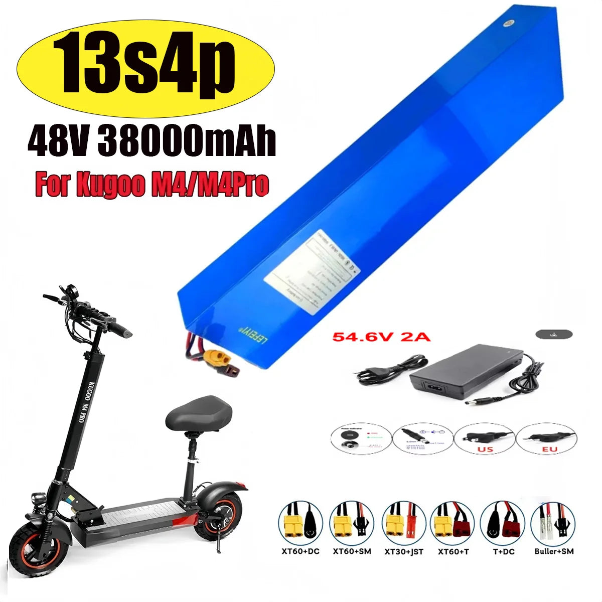 48V 13S4P 38AhElectric scooter battery equipped with BMS protection system,suitable for Kugoo M4/M4Pro/MaxSpeed series batteries