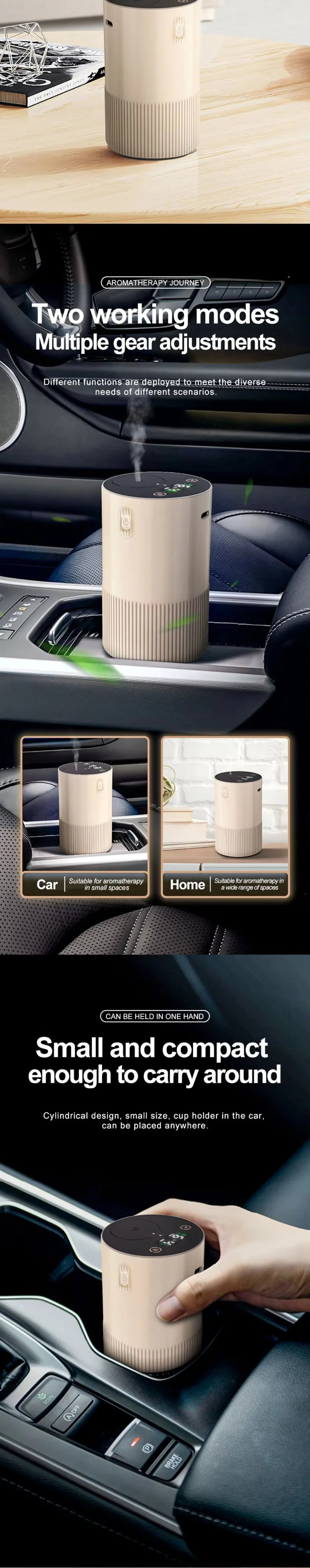 Portable Oil Diffuser Aroma Diffuser Car Air Freshener Electric Essential Oil Diffuser Mini Humidifier Scent Machine For Home