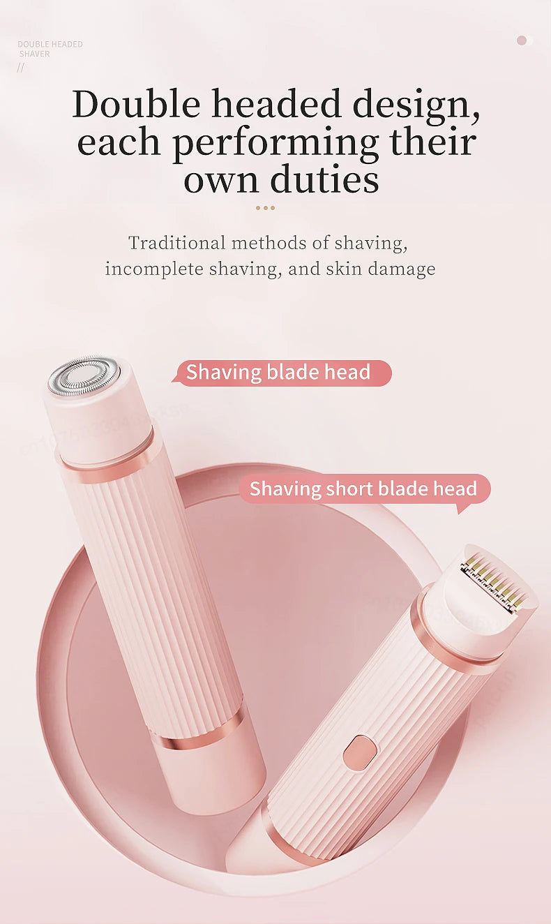 Electric Shaver for Women Bikini Trimmer Facial Mustache Hair Removal Razor Ladies Face Underarm Legs Electric Painless Epilator