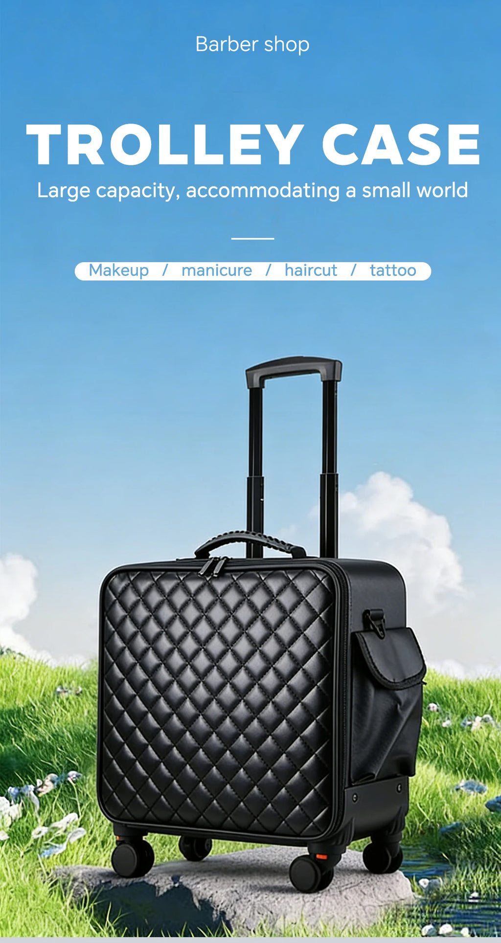 Travel Makeup Artist Bag Luggage Cosmetic Brush Storage with Wheels Beauty Tool Organizer Rolling Suitcase for Artists