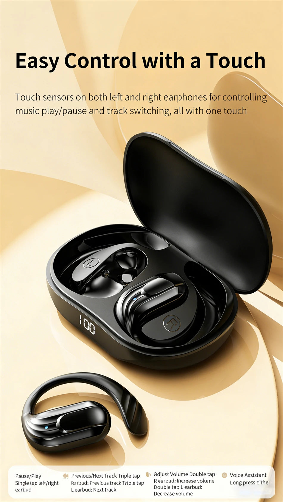 2026New Gaming Earphones Bluetooth 5.3 Sport Headset Dual Mode HD Call Noise Reduction Earbuds with Mic Music Earphones