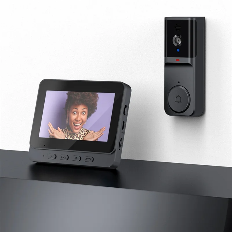 A69E4.3" Smart Wireless Doorbell With Camera 2.4G Bluetooth Wireless Video Doorbell With Two-Way Intercom Supports Memory Card