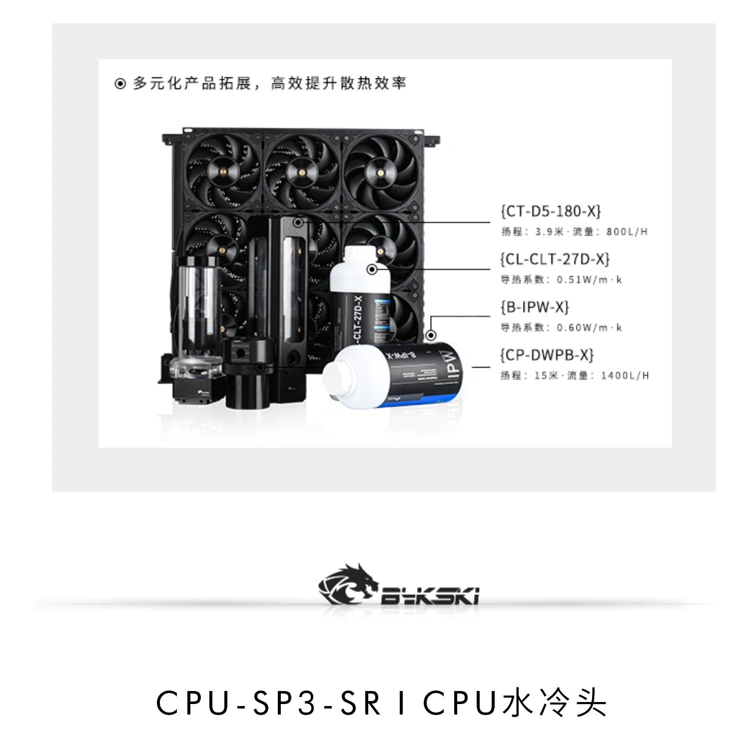 Bykski CPU-SP3-SR, CPU-SP5-SR CPU Water Block Use for AMD SP3 SP5 Server AI Cloud Computing Liquid Cooling All-Metal