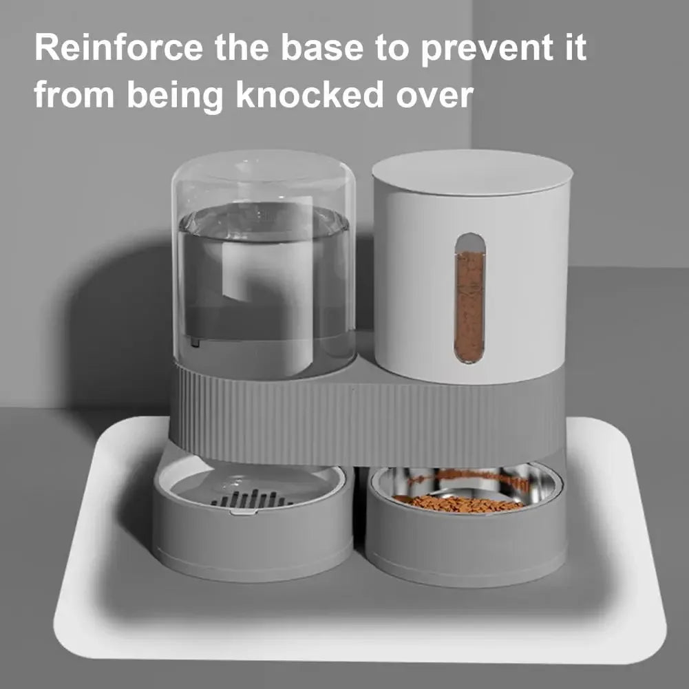 A  Automatic Cat Feeder Automatic Pet Feeder Water Dispenser Set for Cats Dogs 2-in-1 Food Bowl with Stainless Steel Insert