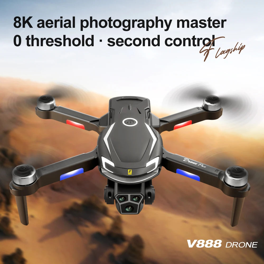 Original V888 4K Drone Three Camera HD Aerial Photography WIFI 5G Optical Localization Four-way Obstacle Avoidance New Dron