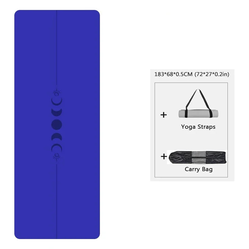 183cm Natural Rubber PU Yoga Mat Thickened, Widened, Shock-absorbing Non-slip, Sweat-absorbent, Sun-moon Fitness Meditation Mat