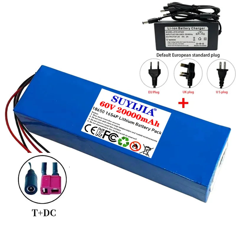 Air fast transportation 60V New Full Capacity Power 18650 Lithium Battery 20ah Lithium Battery Pack 16S4P Suitable for 250-2000W