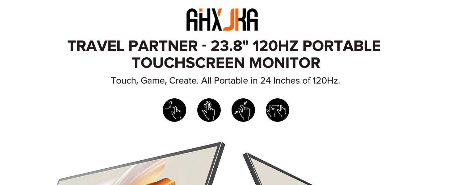 23.8-Inch Portable Monitor Touch Display FHD IPS 120Hz Travel Game Display With Built-in Stand Speaker Laptop Screen