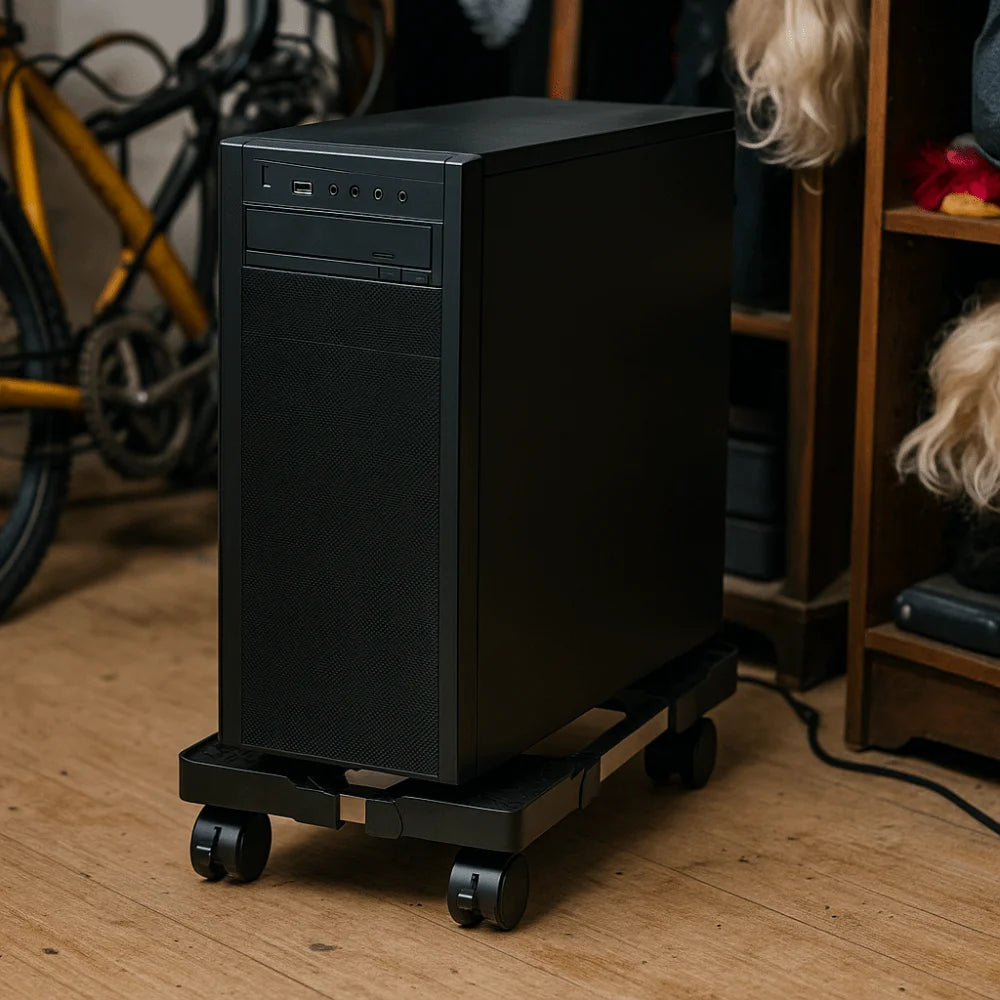 Desktop Stand Adjustable Mobile CPU Stand Scalable Stable CPU Stand with Universal Wheels Computer Mainframe Rack Office