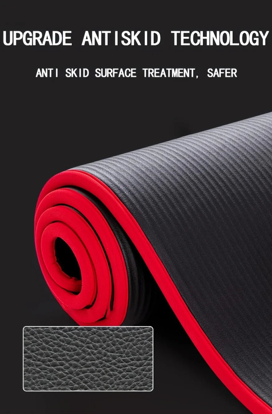 10MM Extra Thick 183cmX62cm Yoga Mats NBR Non-slip Exercise Mat Fitness Tasteless Pilates Workout Gym Mats With Bandage