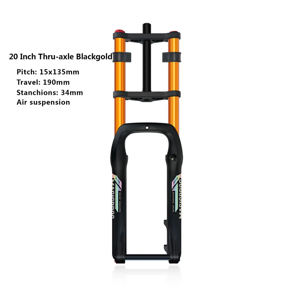 20x4.0 26*4.0 Dual Crown Motor Fork QR 9*135mm 15*135mm Beach Snow Bike Electric Fat Tire Bike Motorcycle Double Crown Air Fork