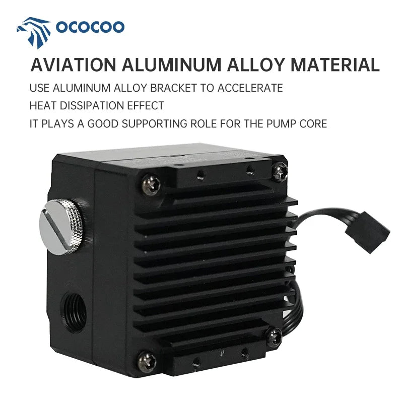OCOCOO H06A water pump for PC water cooling CPU liquid cooler pump 600L/H DC 12V with PWM Intelligent Temperature Regulation