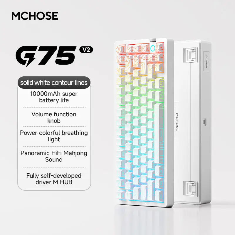 Gaming Mechanical Keyboard MCHOSE G75 V2 RGB  2.4G Connection Hot Swappable RGB Gasket Structure PC