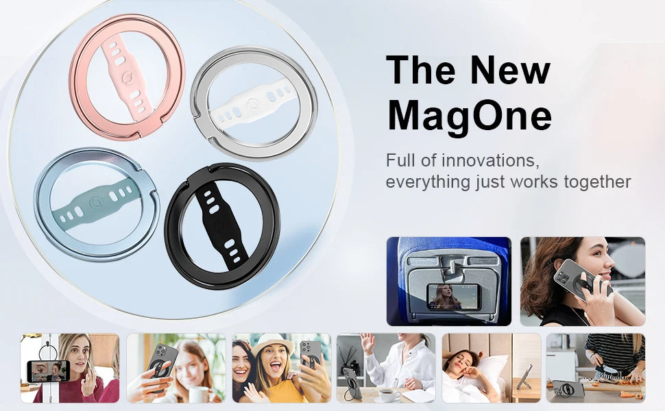 EWA Compatible with MagSafe Wireless Charging Phone Grip Stand with Silicone Finger Strap Removable Magnetic Ring Holder