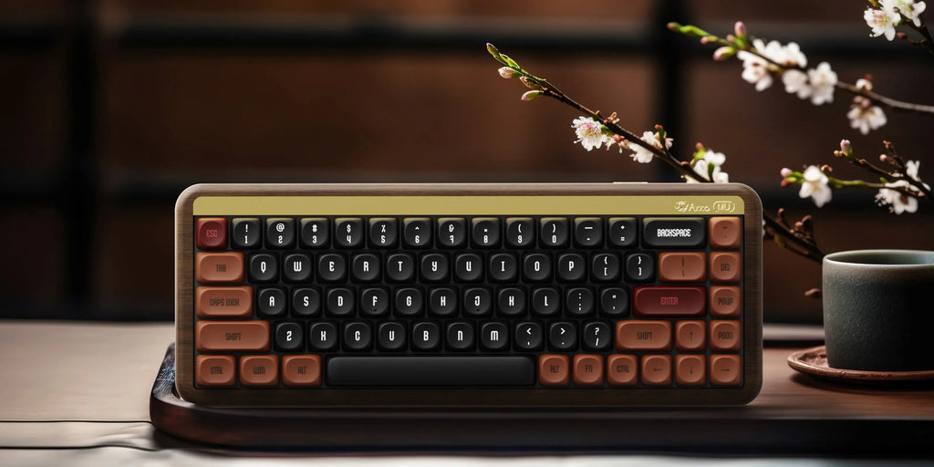 MU01/2 68key Wooden Mechanical Keyboard MOA Profile Custom RGB Hot-swappable BT 5.0/2.4G Wireless & Type-C Wired Gaming Keyboard