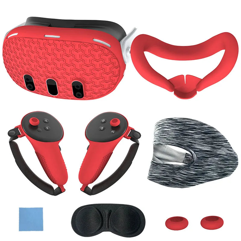 7pcs Accessories Set Lens Protector Cover Anti-Fall VR Protective Cover VR Headset Cover Controller Grips Cover for Meta Quest 3