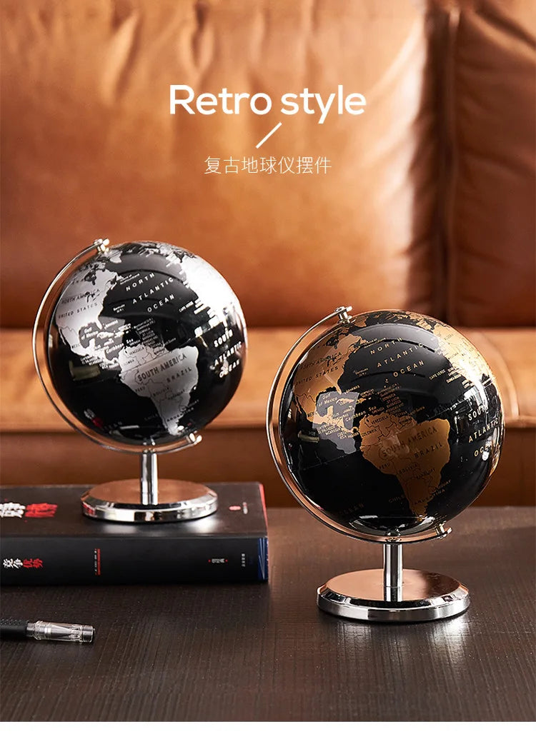 Globe Model for Decoration, Modern Office Desk Decor with Bookcase Study Bar  Living Room  Desktop Layout Display