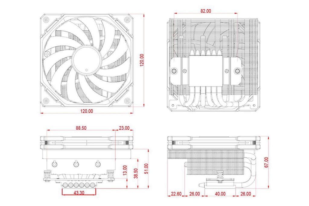 ID-COOLING IS-67-XT Black CPU Cooler Low Profile 67mm Height  CPU Air Cooler 6 Heatpipes 120x120x15mm Slim Fan,For LGA1700/AM5