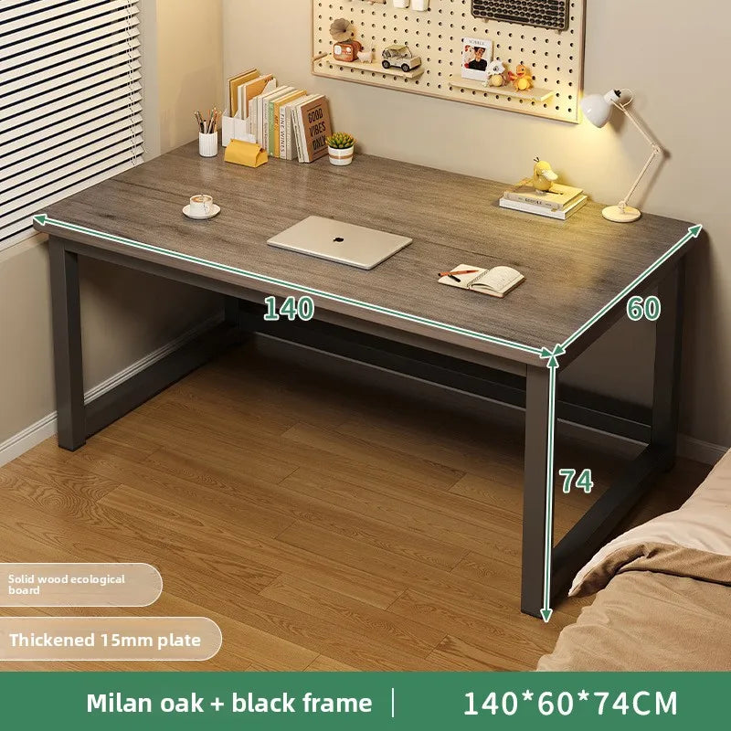80/100/120/140/160cm Office Desk 15mm Wood Desktop Computer Table with Steel Frame Study Writing Desk for Home Office Workspace
